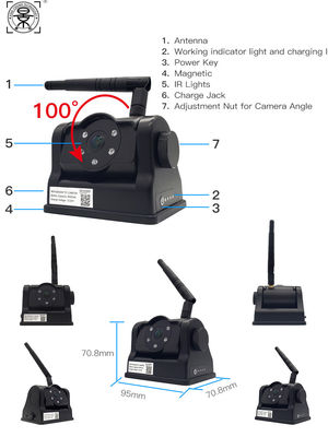 كاميرا عكسية للشاحنة بزاوية عرض واسعة وتصوير ليلي واضح