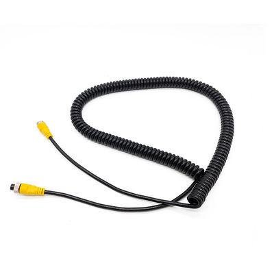 2-Conductor Coil Cord with Retractable Spring Heavy Duty Extension Wire for Truck Bus