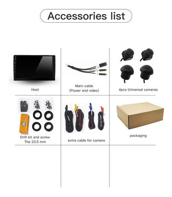 نظام رؤية السيارة بزاوية 360 درجة متعدد الكاميرات مع شاشة مدمجة