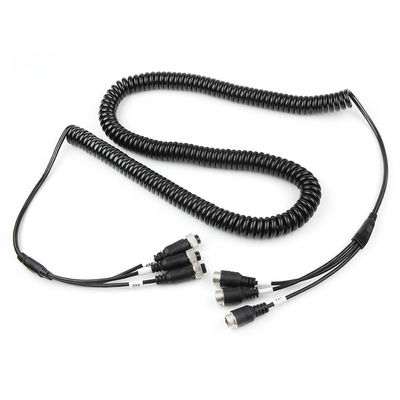 Trailer Retractable Cable 4-Pin Aviation Plug 8M Heavy Duty TPU Sheath Coiled Wire for Semi-Trailer Monitoring System