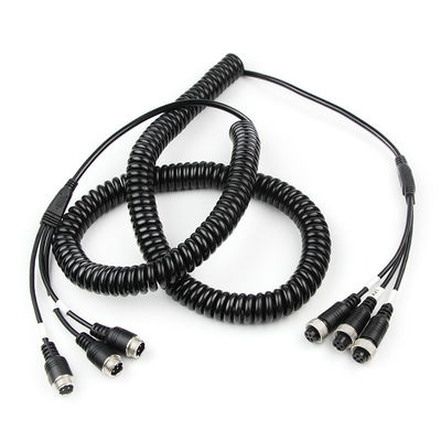 Trailer Retractable Cable 4-Pin Aviation Plug 8M Heavy Duty TPU Sheath Coiled Wire for Semi-Trailer Monitoring System