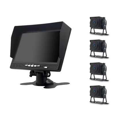 شاشة DVR ذات 4 قنوات 1080P HD AHD Quad Screen نظام كاميرات CCTV الاحتياطي لسيارة Scania Bus Heavy-Duty Truck