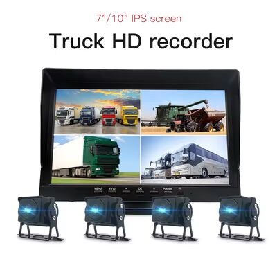 شاشة DVR ذات 4 قنوات 1080P HD AHD Quad Screen نظام كاميرات CCTV الاحتياطي لسيارة Scania Bus Heavy-Duty Truck