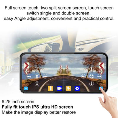 6.25-Inch HD Electronic Rearview Mirror System with Night Vision, Left and Right Blind Spot Cameras and DVR Recording for Cars