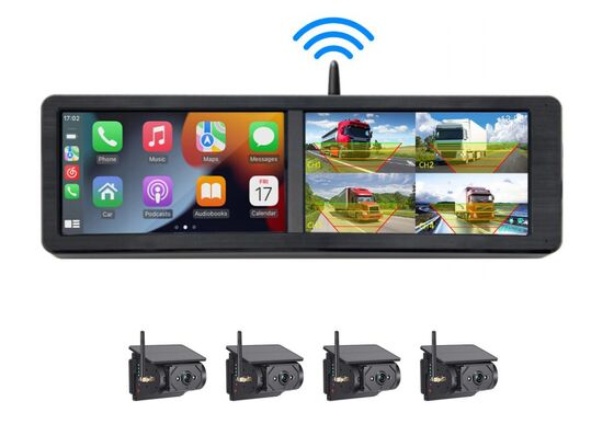 نظام كاميرا AHD 360 درجة بالطاقة الشمسية مع شاشات لاسلكية للشاحنات والحافلات