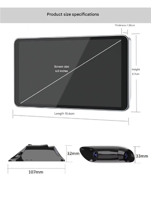 6.0 Inch HD Electronic Rearview Mirror Monitor with Dual Blind Spot Cameras Night Vision Plug‑and‑Play Car Safety Surveillance System